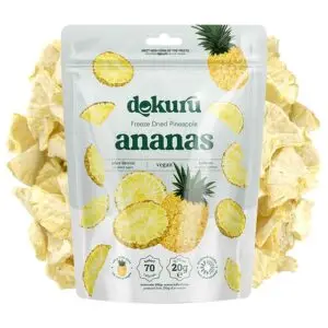 dokuru freeze dried ananas 20gr dondurularak kurutulmuş ananas kurusu meyve cipsi