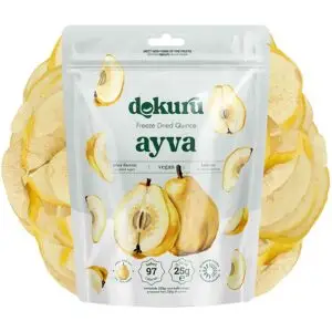 dokuru freeze dried ayva 25gr dondurularak kurutulmuş ayva kurusu meyve cipsi