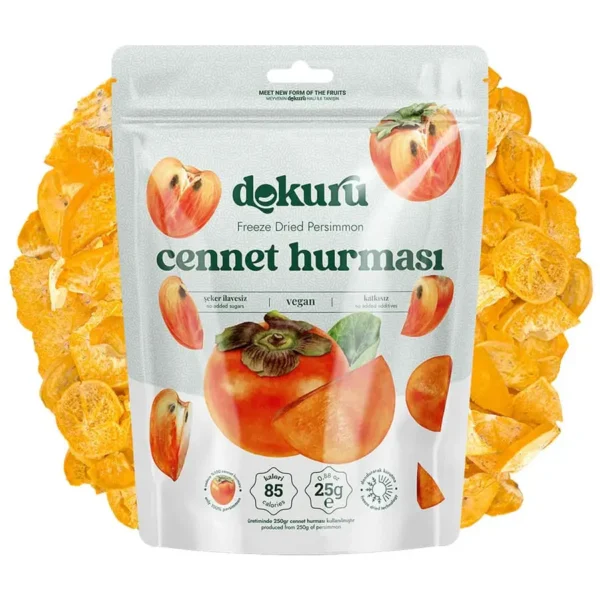 dokuru freeze dried cennet hurması 25gr dondurularak kurutulmuş trabzon hurması kurusu meyve cipsi