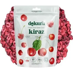 dokuru freeze dried kiraz 30gr dondurularak kurutulmuş kiraz kurusu meyve cipsi