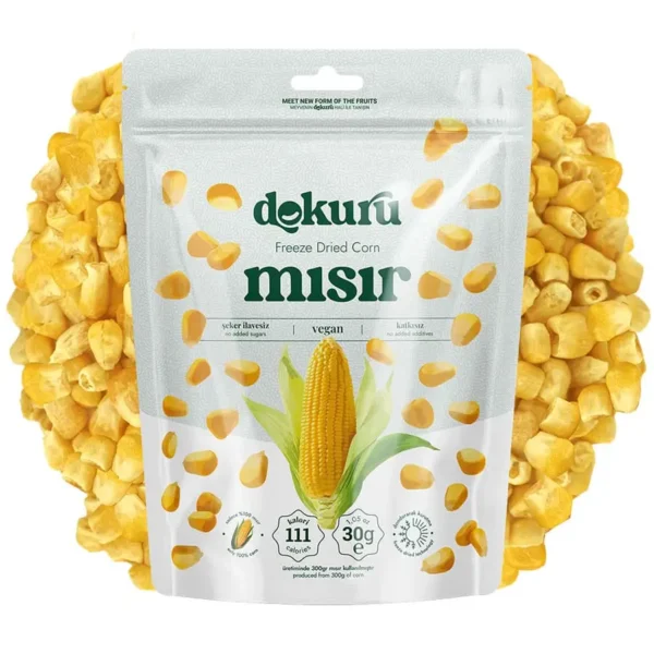 dokuru freeze dried mısır 30gr dondurularak kurutulmuş mısır kurusu sebze cipsi