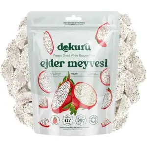 dokuru freeze dried pitaya 30gr dondurularak kurutulmuş beyaz ejder meyvesi kurusu meyve cipsi