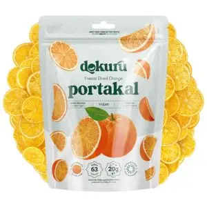 dokuru freeze dried portakal 20gr dondurularak kurutulmuş portakal kurusu meyve cipsi