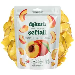 dokuru freeze dried şeftali 15gr dondurularak kurutulmuş şeftali kurusu meyve cipsi